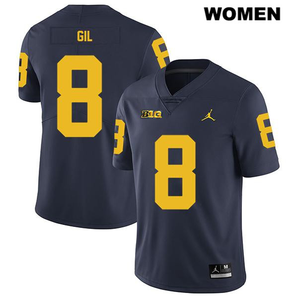 Women's NCAA Michigan Wolverines Devin Gil #8 Navy Jordan Brand Authentic Stitched Legend Football College Jersey JM25Q28LV